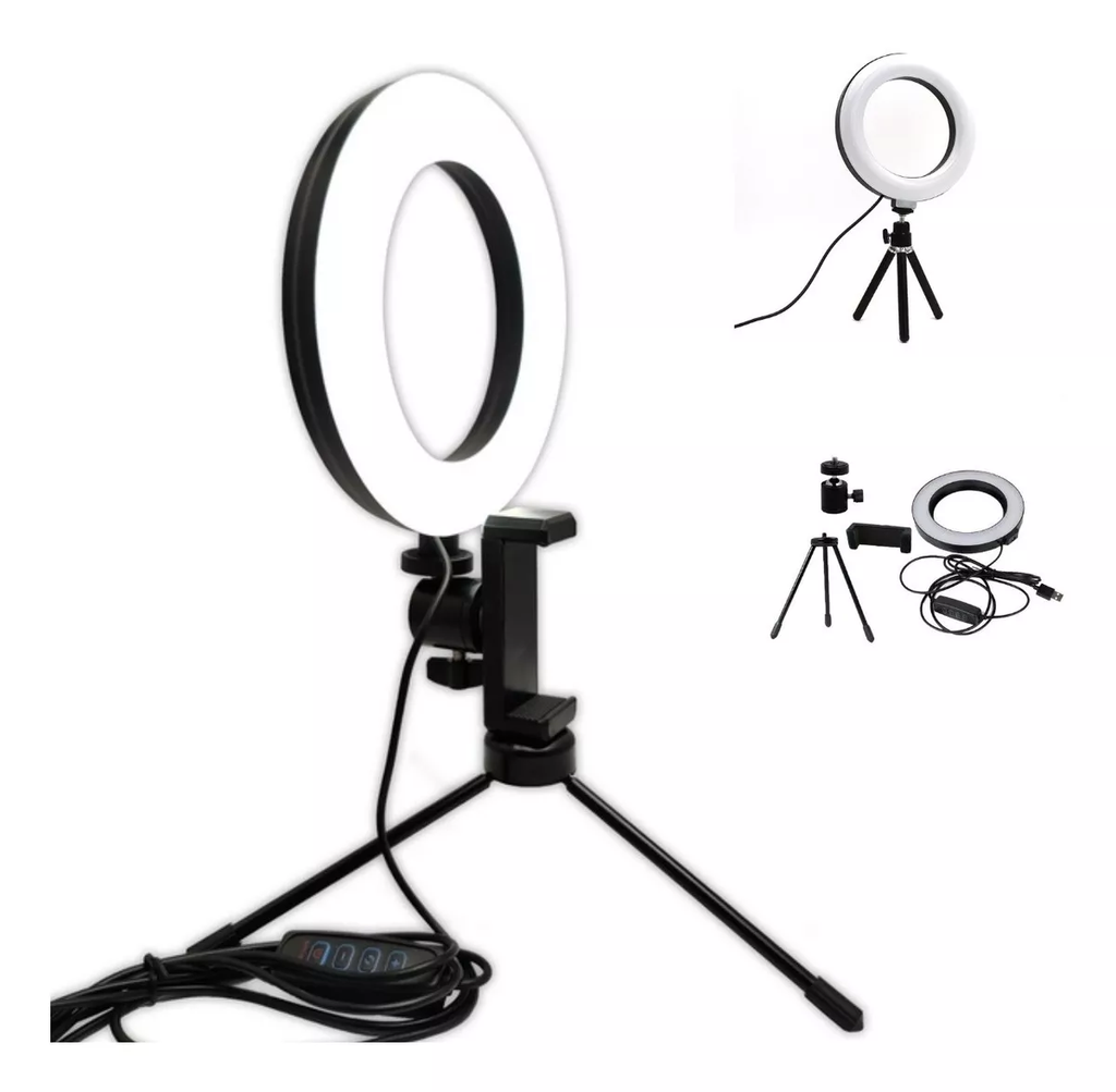 Iluminador Ring Light 6 Polegadas Com Suporte P/ Celular