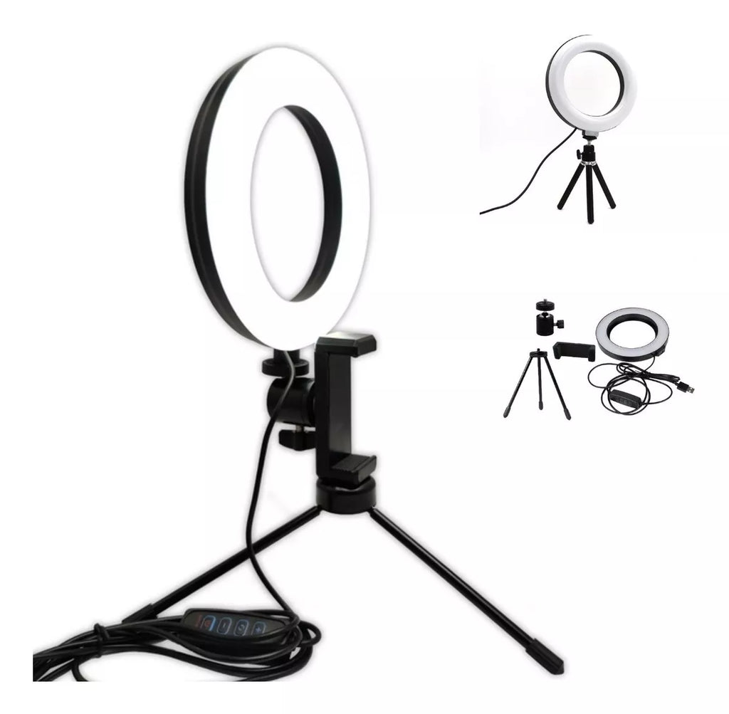 Iluminador Ring Light 6 Polegadas Com Suporte P/ Celular