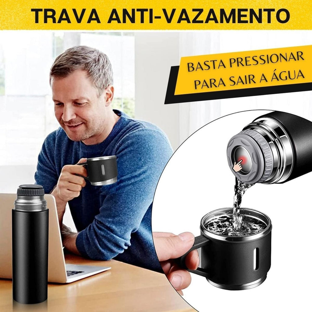Garrafa Térmica Squeeze Café 500ml Copo Caneca Antivazamento