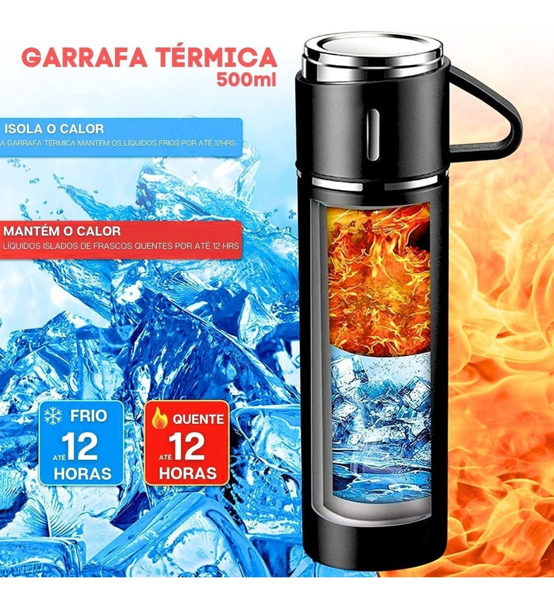 Garrafa Térmica Squeeze Café 500ml Copo Caneca Antivazamento