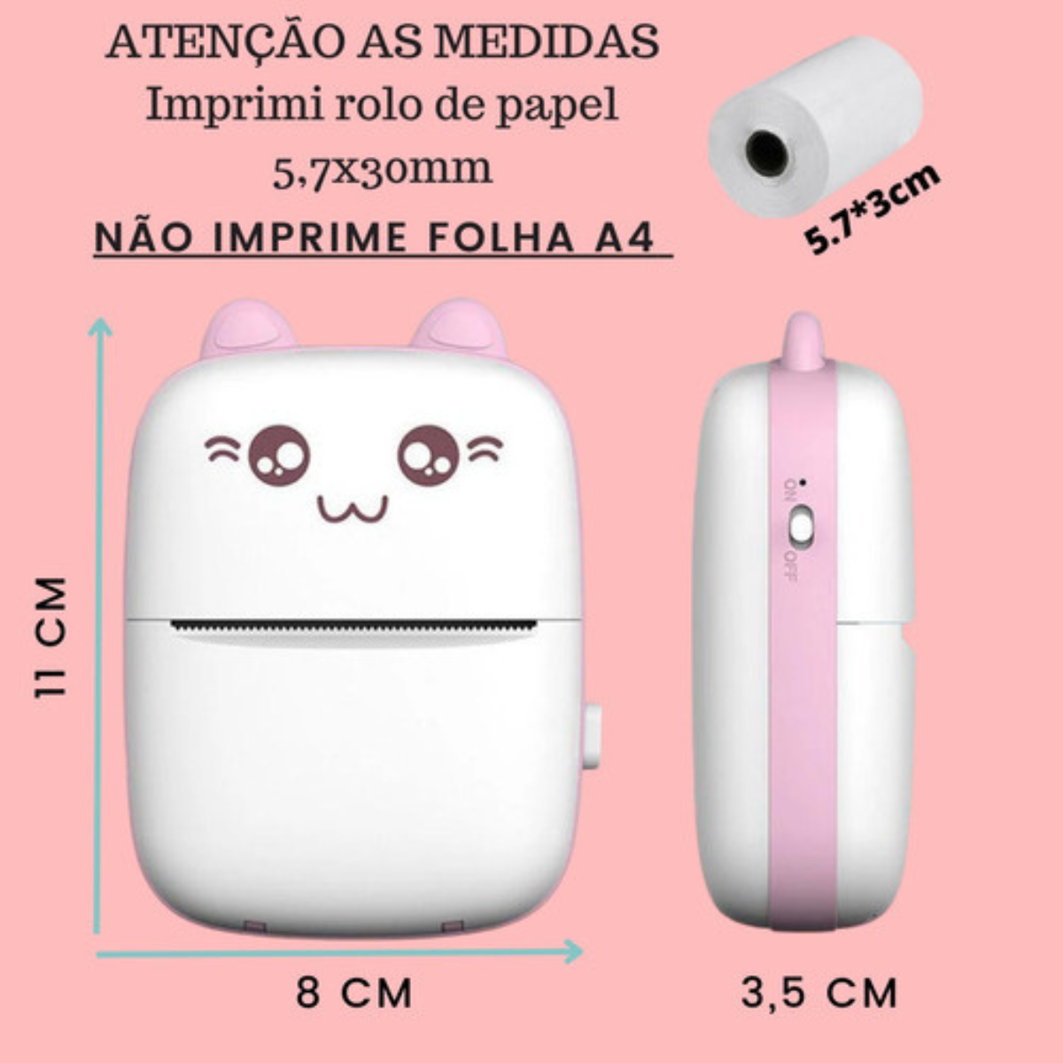 Mini Impressora Térmica Portátil Sem Fio Bt 200dpi Escolar