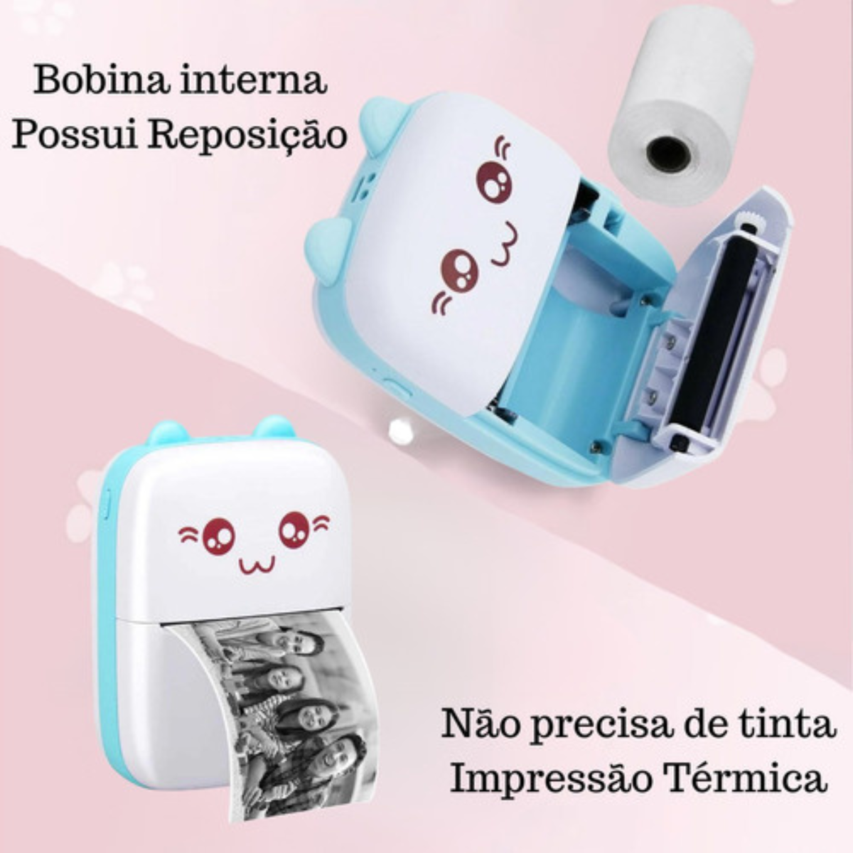 Mini Impressora Térmica Portátil Sem Fio Bt 200dpi Escolar