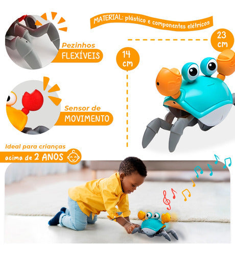 Caranguejo Fujão Brinquedo Sr Joe Toca Musica Sensor Bebê